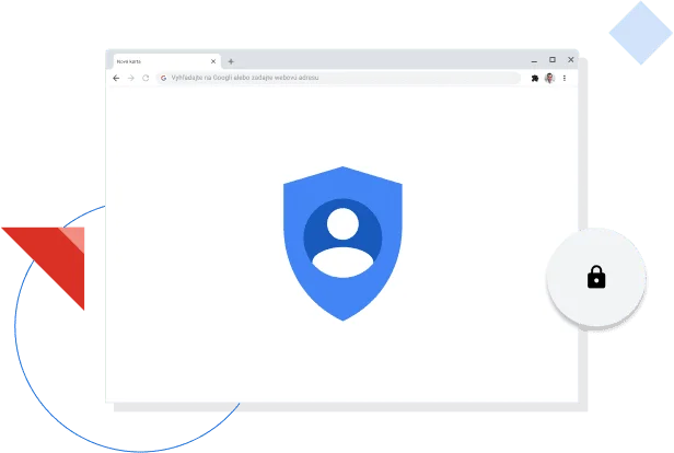 Okno prehliadača Chrome zobrazujúce ikonu ochrany súkromia na Googli.