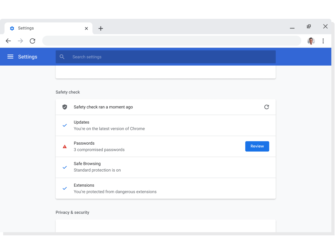 Okno prehliadača Chrome zobrazujúce nastavenia účtu a synchronizácie pre účty Google, v ktorých bola zapnutá synchronizácia.