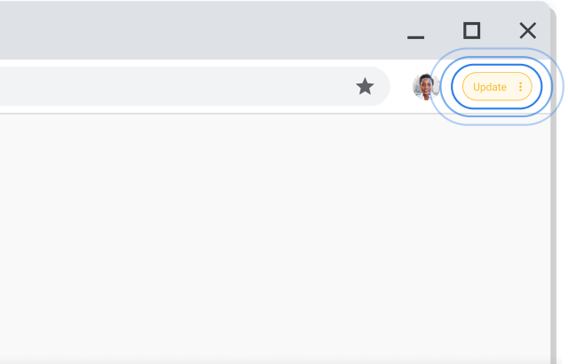 V pravom hornom rohu okna prehliadača Chrome je zobrazená výzva na aktualizáciu.