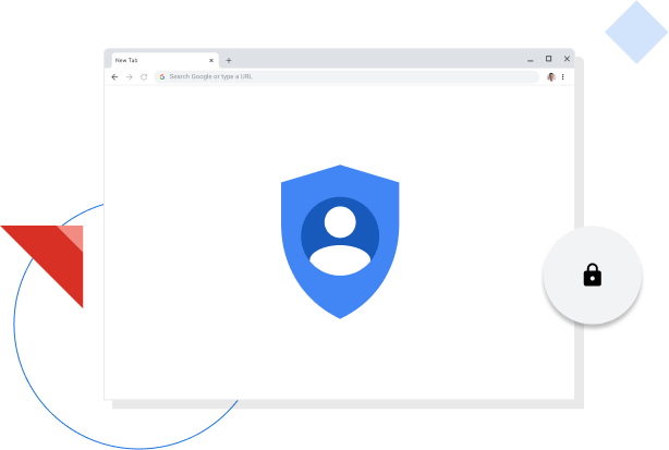Okno prehliadača Chrome zobrazujúce ikonu ochrany súkromia na Googli.