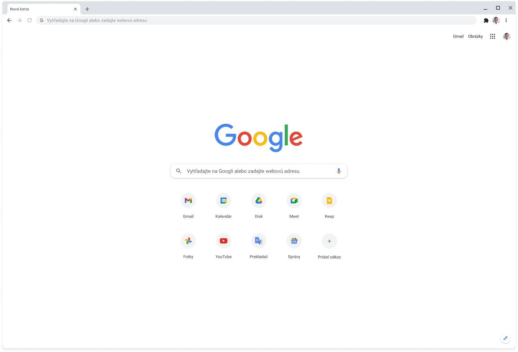 Okno prehliadača Chrome so stránkou google.com.