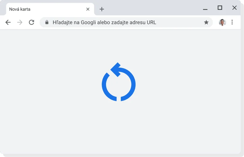 Používateľské rozhranie Chromu s ikonou inštalácie aktualizácie