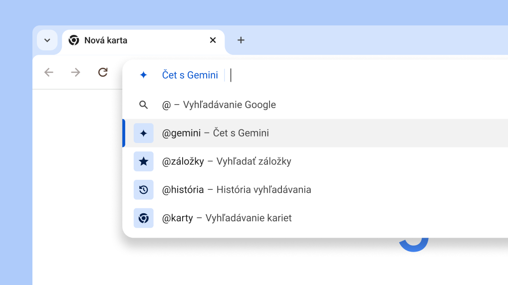 Čet s Gemini cez panel s adresou