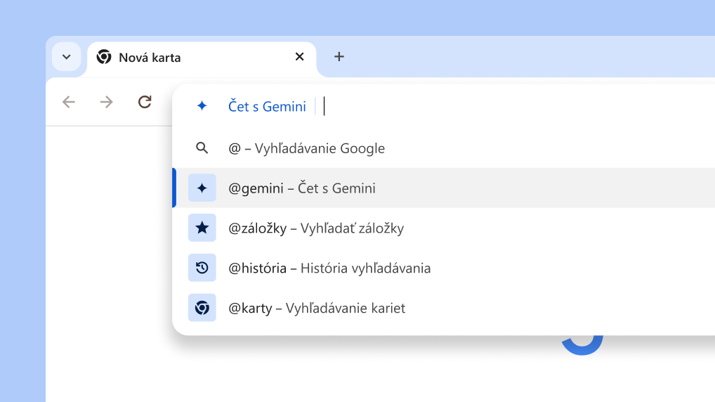 Čet s Gemini cez panel s adresou