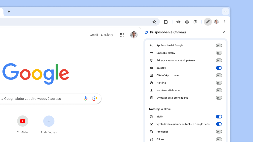Nový spôsob prispôsobenia panela s nástrojmi