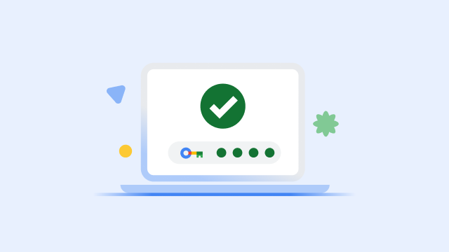 大きな緑色のチェックマークと、セキュリティ キーの処理完了を示す進行状況バーが表示されたノートパソコンの画面。